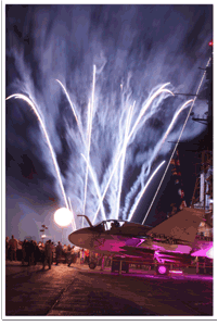 Fireworks at night, military base fireworks, planes and fireworks, bright white fireworks